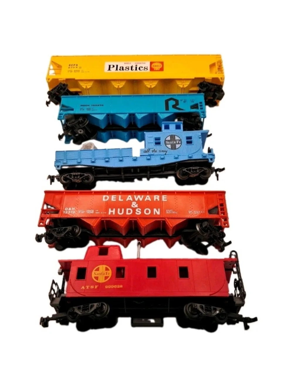 Vintage Style Kids Toy Train Cars Set - Multicolor (Yellow, Blue, Red)